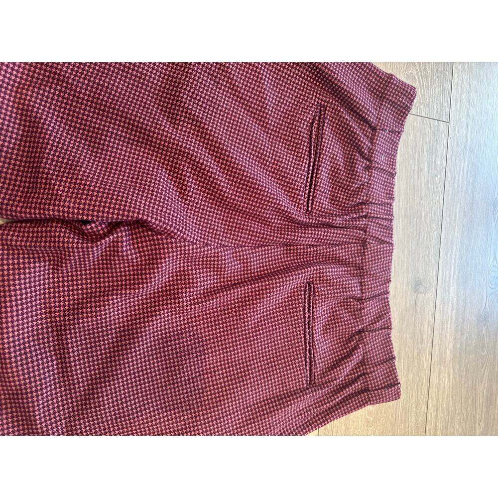 Ann Taylor Burgundy rose Houndstooth Pants Pleated Tapered Leg L - Picture 3 of 5